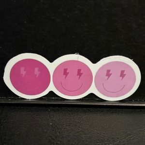 PINK LIGHTING BOLT SMILE FACE STICKER